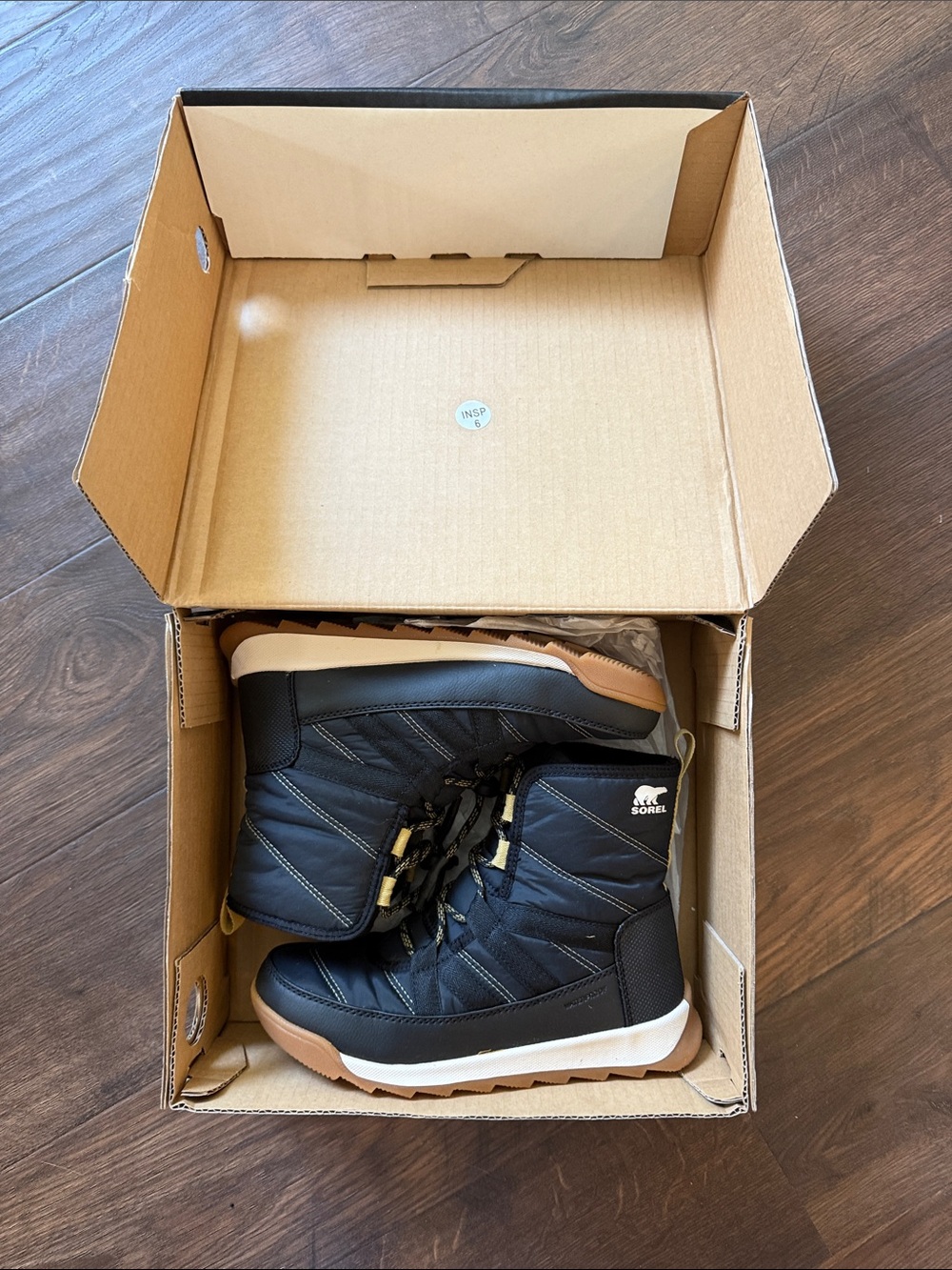 Sorel Kids Black and Tan Snow Boots